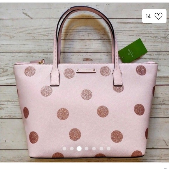 kate spade Handbags - Kate Spade NWT Pink with rose gold dot purse 👜